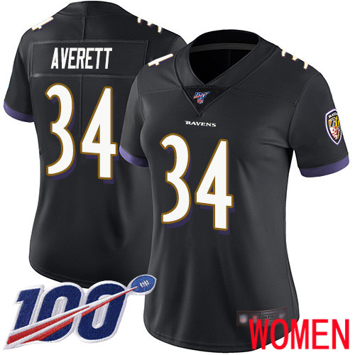 Baltimore Ravens Limited Black Women Anthony Averett Alternate Jersey NFL Football #34 100th Season Vapor Untouchable->nfl t-shirts->Sports Accessory